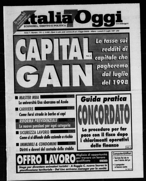 Italia oggi : quotidiano di economia finanza e politica